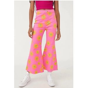 Free People Floral Crop Jeans